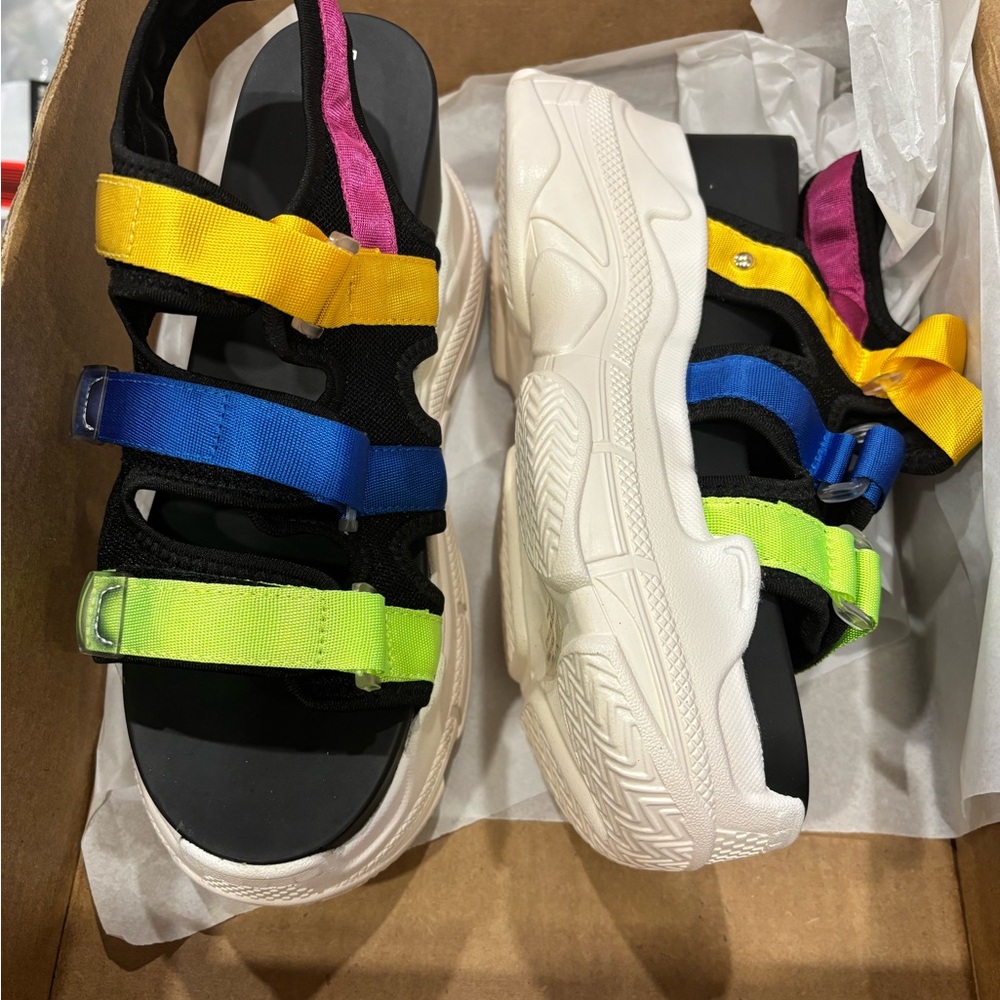 Colorful Strappy Platform Sandals